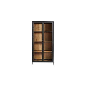 Czarna witryna z litego drewna akacjowego 90x185 cm Kingston – HSM collection