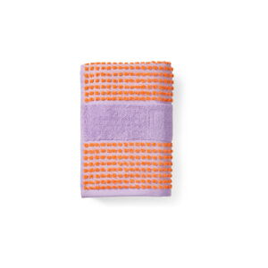 Ręcznik z bawełny organicznej w kolorze pomarańczowo-lawendowym 70x140 cm Check - JUNA
