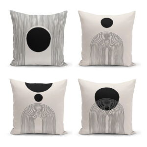 Czarno-beżowe poszewki na poduszki w zestawie 4 sztuk 43x43 cm - Minimalist Cushion Covers