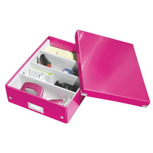 Różowe pudełko z przegródkami Click&Store – Leitz