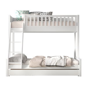 Białe piętrowe łóżko dziecięce z litego drewna sosnowego ze schowkiem 140x200/90x200 cm SCOTT – Vipack