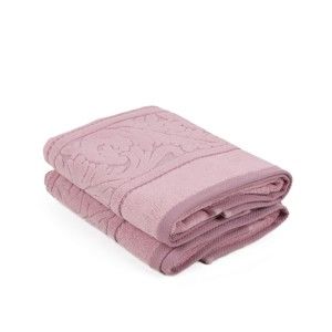 Zestaw 2 różowych ręczników bawełnianych Sultan, 50x90 cm