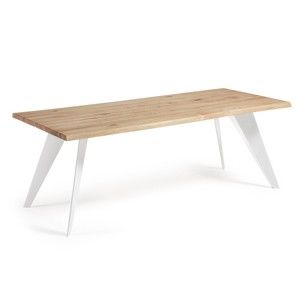 Stół do jadalni z brązowym blatem i białymi nogami La Forma Nack, 100x220 cm