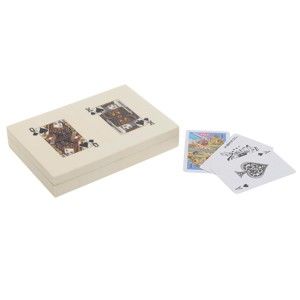 Zestaw 2 zestawów kart w dekoracyjneym drewnianym pudełeczku InArt