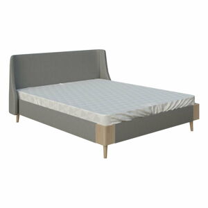 Szare łóżko dwuosobowe DlaSpania Sara, 140x200 cm