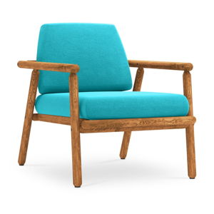 Turkusowy fotel ogrodowy z konstrukcją z litego drewna akacji Calme Jardin Capri