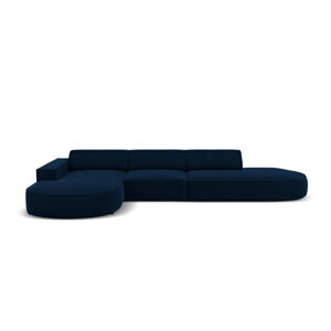 Niebieska aksamitna sofa narożna (lewy narożnik) Jodie - Micadoni Home