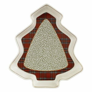 Porcelanowy półmisek w kształcie choinki Brandani Sottobosco Porcelain, dł. 23,5 cm