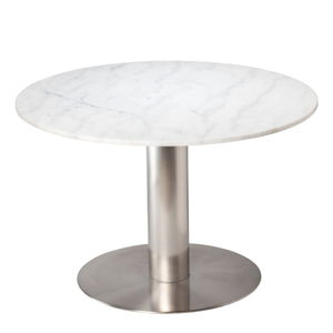 Biały marmurowy stół z konstrukcją w kolorze srebra RGE Pepo, ⌀ 105 cm