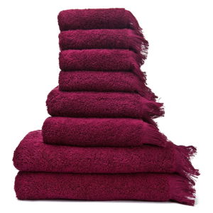 Zestaw 6 bordowych ręczników i 2 ręczników kąpielowych Casa Di Bassi Bath