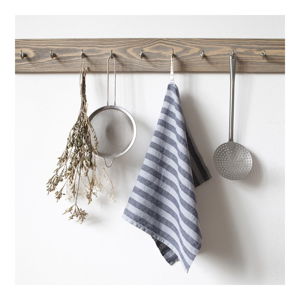 Jasnoszary lniany ręcznik kuchenny Linen Tales Stripe, 65x45 cm