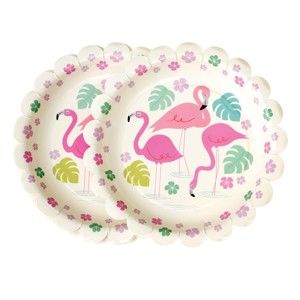 Zestaw 8 talerzy papierowych Rex London Flamingo Bay