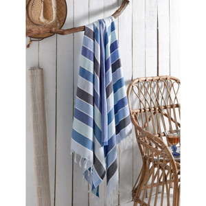 Niebieski bawełniany ręcznik, 180x100 cm