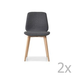 Komplet 2 szarych krzeseł z nogami z litego drewna dębowego WOOD AND VISION Cut