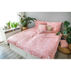 Różowa bawełniana pościel jednoosobowa 140x200 cm LP Dita Pink Blossom – Cotton House