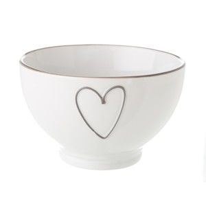 Biała misa ceramiczna Unimasa Heart, 580 ml