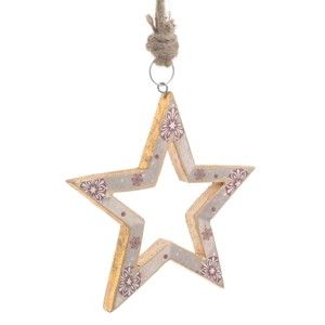 Świąteczna drewniana dekoracja wisząca w kształcie gwiazdy InArt Alice