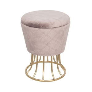 Różowy stołek ze schowkiem Clayre & Eef, ⌀ 34 cm