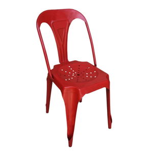 Czerwone krzesło z metalu Antic Line Pedro