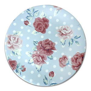 Jasnoniebieski talerz ceramiczny Mezzo Roses, ⌀ 26 cm