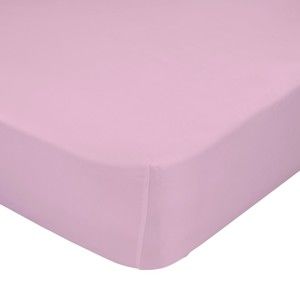 Różowe prześcieradło elastyczne z bawełny Happy Friday Basic, 90x200 cm