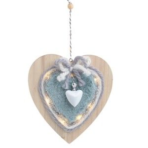 Świąteczna drewniana dekoracja świetlna w kształcie serca InArt Lucy