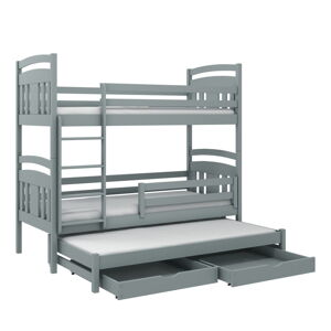 Szare łóżko piętrowe ze schowkiem 90x190 cm Igor - Lano Meble
