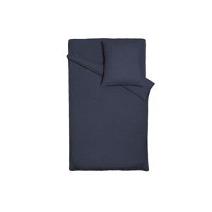 Ciemnoniebieska lniana narzuta na łóżko z poszewką na poduszkę Maison Carezza Lilly, 200x200 cm