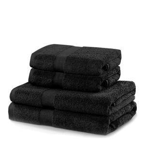 Czarne bawełniane ręczniki zestaw 4 szt. frotte Marina – DecoKing