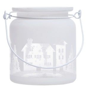 Biały świecznik szklany Ewax Village, ⌀ 8 cm