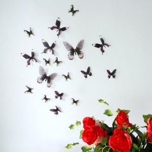Zestaw 18 naklejek elektrostatycznych 3D Ambiance Butterflies Chic Black