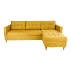 Żółta sofa narożna z szezlongiem po prawej stronie House Nordic Marino