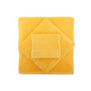 Zestaw 3 żółtych bawełnianych ręczników Foutastic