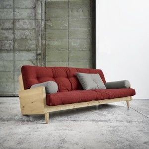 Sofa rozkładana Karup Indie Natural/Passion Red/Granite Grey