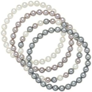 Zestaw 4 bransoletek z szaro-białymi perłami Perldesse Bisous, ⌀ 0,6 x długość 17 cm