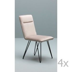 Zestaw 4 szarych krzeseł z czarną konstrukcją Design Twist Elice