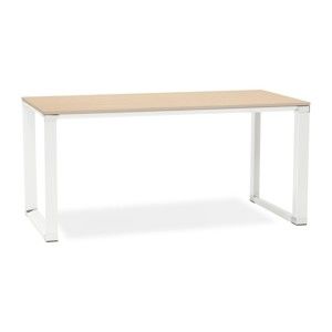 Białe biurko z blatem w naturalnym kolorze Kokoon Warmer
