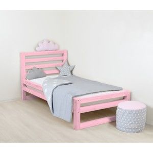 Dziecięce różowe drewniane łóżko 1-osobowe Benlemi DeLuxe, 180x90 cm