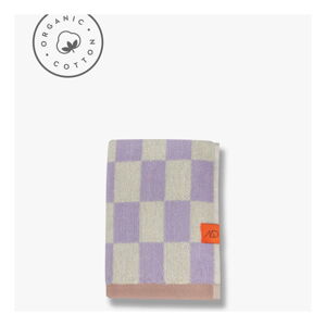 Jasnożółty/fioletowy ręcznik z bawełny organicznej 50x90 cm Retro – Mette Ditmer Denmark