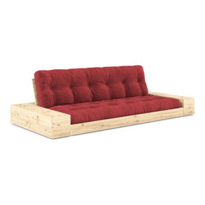 Czerwona sztruksowa rozkładana sofa 244 cm Base – Karup Design
