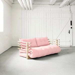 Sofa rozkładana Karup Funk Natural/Pink Peonie