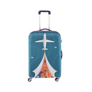 Niebieski pokrowiec na walizkę z motywem samolotu Oyo Concept, 76x49 cm