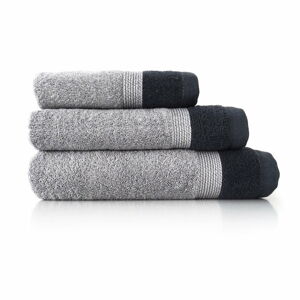 Zestaw 3 szarych bawełnianych ręczników Ethere Banda Antracita