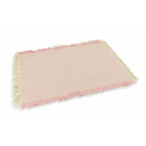 Komplet 6 bawełnianych różowych mat stołowych Villa d´Este Fringe