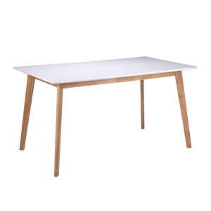 Bílý stół do jadalni z konstrukcją z drewna kauczukowca sømcasa Marie, dł. 140 cm