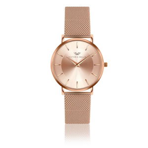 Zegarek damski z paskiem ze stali nierdzewnej w kolorze różowego złota Victoria Walls Emma