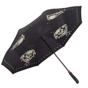 Czarny parasol golfowy Von Lilienfeld Skull FlicFlac, ø 110 cm