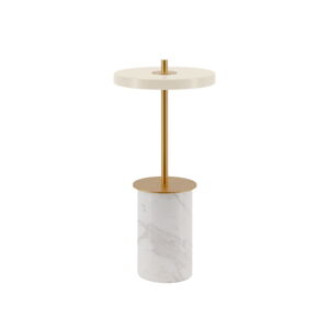 Kremowa marmurowa lampa stołowa LED ze ściemniaczem z metalowym kloszem (wysokość 25,5 cm) Asteria Move Mini – UMAGE