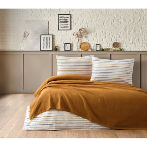 Brązowy bawełniany zestaw narzuty na łóżko, prześcieradła i poszewki na poduszkę 200x240 cm Karina – Mijolnir