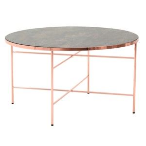 Metalowy stolik z blatem szklanym InArt Marble, ⌀ 80 cm